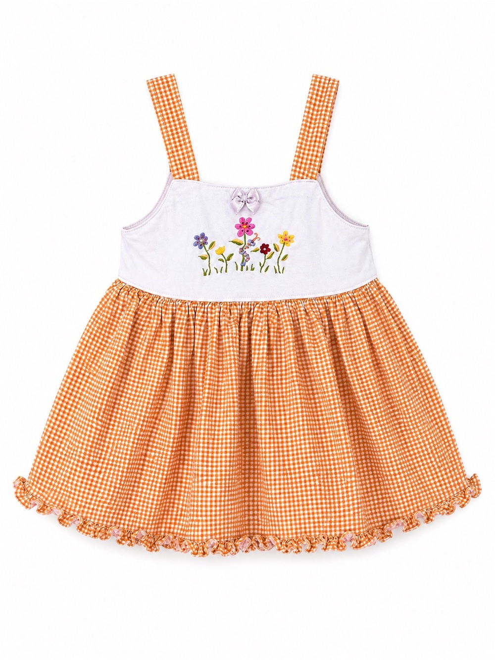 Vintage Little Me Gingham Sundress Toddler Girls 18M Embroidered Floral Dress